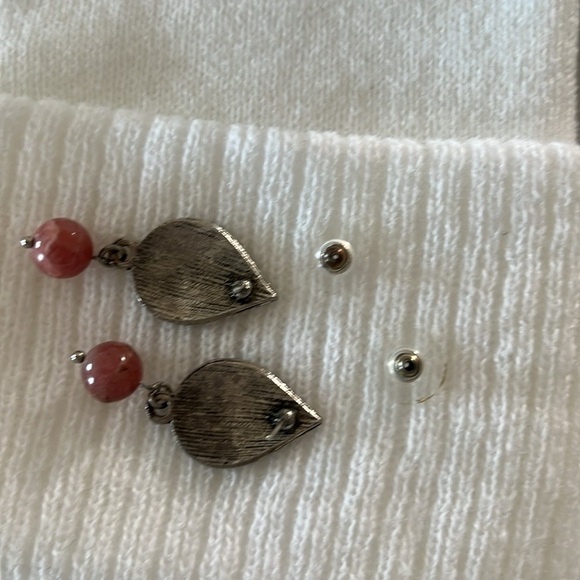 Argentina Boho Style Pink Rose Earrings rhodochrosite stone Argentine Inca Rose - Picture 8 of 11